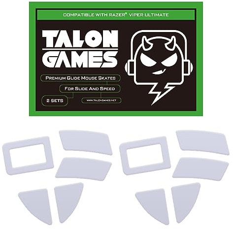 2Sets of TALONGAMES Rounded Curved Edges Mouse Feet Skates Compatible with Viper Ultimate Gaming Mouse Feet Replacement, 0.8mm, Pure PTFE Material with Super Smooth Glide Pads