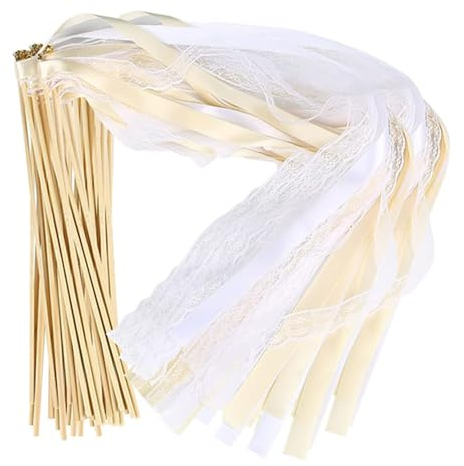 Baguettes magiques de mariage, une boîte de 30 pièces, baguettes magiques blanches serpentins avec adaptées pour les mariages, Noël, anniversaires et diverses activités de fête. (Beige)