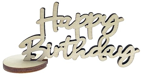 Oblique Unique® Schriftzug Happy Birthday aus Holz als Tischdeko für Geburtstag Deko Kindergeburtstag Tisch Verzierung Dekoration (Natur)