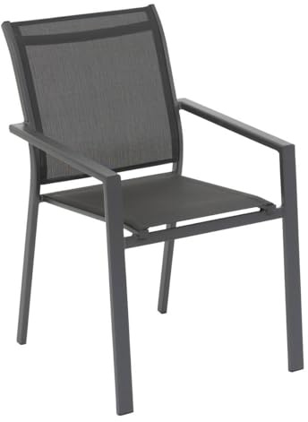 Hespéride – Stapelbarer Gartenstuhl Essentia, Anthrazit & Graphit – Rostfreies Aluminium – Gartenmöbel für Terrasse oder Balkon