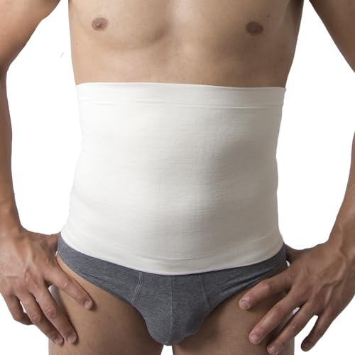 Beman - 556 Bauch aus MerinoWolle und Baumwolle auf der Haut für Herren und Damen, Körperwärmer, elastischer Lendenwirbelgurt, hypoallergene Rückenunterstützung, H.27 cm (Weiß, 1/S)