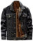 rtdgcv Jeansjacke Herren Gefüttert Winterjacke Herren Fleecejacke mit Retro-Design Herren Fleecejacke mit Knöpfen und Reverskragen Männer Fleecejacke in verschiedenen Farbvarianten (z1004A-Black, L)