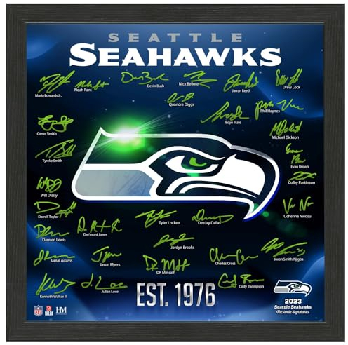 Highland Mint Seattle Seahawks NFL Signature Logo Bild 33x33cm