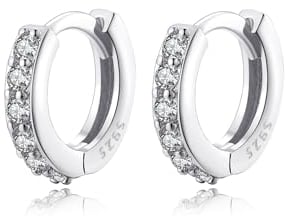 Creolen Ohrringe Silber 925 für Damen Zirkonia Klein Creolen Hypoallergen Ohrringe Kreolen 7mm