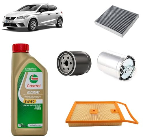 Kit tagliando 4 filtri +4 L olio Edge 5W30 LL per Seat Ibiza 1.4 TDI 2008-2017