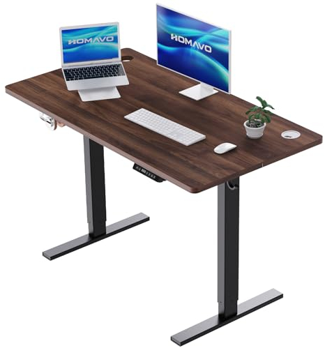 HOMAVO Bureau Assis Debout Électrique 120x60cm, Bureau électrique avec Fonction mémoire et Anti-Collision, Ports de Charge Rapide USB-A et Type C, Bureau réglable en Hauteur (70-119CM)