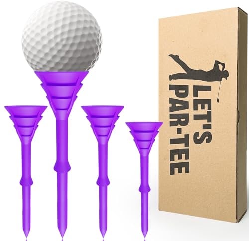 AXKAL 3-1/4 Big Cup Purple Plastic Golf Tees Excellent Durability and Stability Tees 50 100 Pack with Gift Box,Golf Plastic Tees Reduced Friction for Men Women (50 Pcs-Purple)