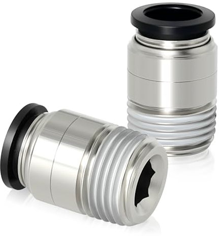 TAILONZ PNEUMATIC Ronda macho recto tubo de 10mm OD x 1/4 pulgadas BSP Rosca Empuje para conectar accesorios POC10-02 (Juego de 2)