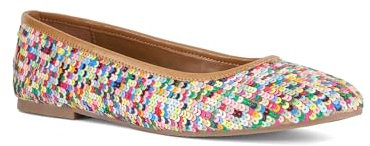 Dune London Ladies Highlite Sequin Ballet Flats Size UK 6 Flat Heel Ballet Pumps Multi