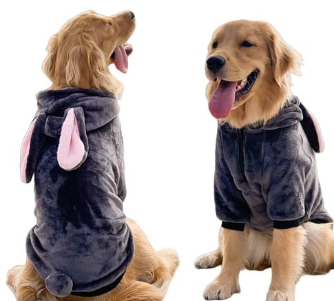 MuyaoPet Hasenkostüm für große Hunde, Halloween, Osterhasen-Kostüm, Party-Outfits für mittelgroße und extra große Hunde, Winterkleidung, Schlafanzug für Labrador-Bulldogge, Grau, Größe 6XL