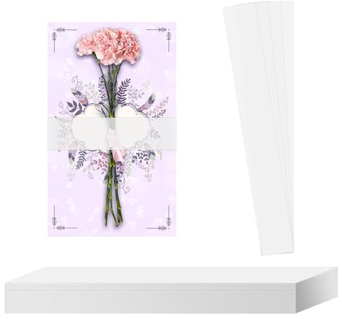 100St Pergamentband, Bauchbänder für Einladungen für 12,7x17,78cm und 10,16x15,24cm Einladungen und Postkarten Pergamentpapier Streifen für Zubehör zu Hochzeitseinladungen