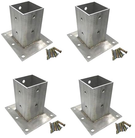 Staffe zincate per pergola, 7 x 7, 8 x 8, con accessori di installazione, altezza 12,7 cm, supporti per recinzione da giardino (confezione da 4, 19,1 x 19,1 cm)