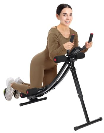 Bauchtrainer für Zuhause Klappbar, 3 Stufen Einstellbare Intensität Bauch Trainingsgerät 200kg Tragfähigkeit Bauchmuskeltrainer mit LED-Bildschirm