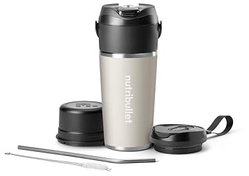 nutribullet Flip Portable Blender with Insulated Cup, Cordless, Matte Linen, NBPB50350LIN