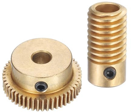 QUARKZMAN Set Ingranaggi a Vite senza Fine - Modulo 0,5 Rapporto Riduzione 50:1 Dia Foro Albero Ingranaggio 6mm e Dia Foro Ruota Ingranaggio 6mm Ruota Dentata 50T Ruote a Vite (Ottone)
