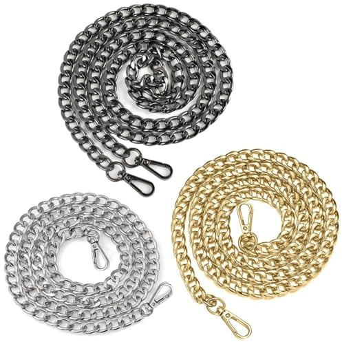 MOLIMOLI 3 Piezas Juego de Cadena de 120 cm, Cadena de Ganchillo, Cadena de Hombro de Metal, Bolsa de Mujer, Bolso de Cadena con Hebilla, Apariencia de Moda
