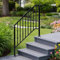 Outopee Outdoor Handrail for Stairs, Galvanized Iron Handrail with Pagoda Pattern, 3 Steps Stair Railing, Stair Rails for Garden, House Entrance, Backyard & Balcony, Black