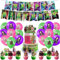 Zombies-themed Birthday Party Decoration Set - 12 Cake Toppers, 18 Balloons, Happy Birthday Banner, 1 Large Cake Topper Set