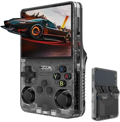 R36s Console de jeu portable rétro, écran IPS de 3,5, stockage de 128 Go, batterie de 3000 mAh, plus de 17 000 jeux, violet (noir)