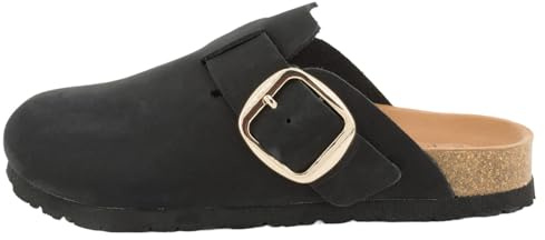 piece of mind Damen Hausschuh Comfort – Clogs mit Ergonomischem Kork-Latex-Fußbett, Pflanzlich Gegerbtem Nubukleder & Rutschfester Vibram-Sohle, Für Innen & Außen