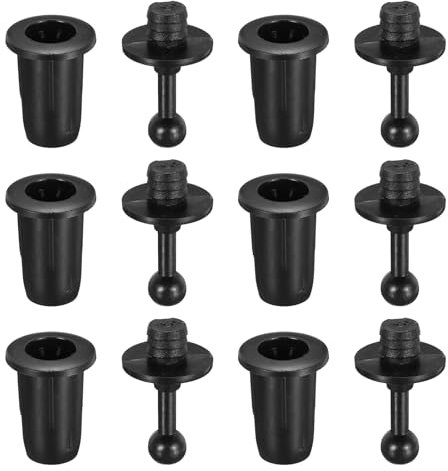 sourcing map Speaker Grill Guides Plastic Black Ball Socket Type Frame Box Body Fixing Snap Fastener Buckle 6mm x 10mm for Speaker Parts Accessories 6 Pairs