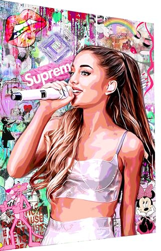 CanvasSoul Wandbild modern – Pop Art Kunstdruck | Wanddeko für Wohnzimmer & Büro | Ariana Grande Stars | Hochwertige Leinwandbilder D1001 (40 x 60 cm, Poster ohne Rahmen)