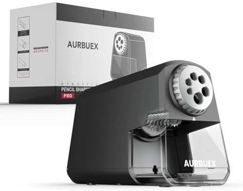 Aurbuex Heavy Duty Electric Pencil Sharpener – 6-Hole for 6-12mm Pencils, Auto Start/Stop, Fast 4s Sharpening, Zinc Alloy Blade, 10,000+ Sharpenings – Ideal for Classroom, Office & Art Use(S260)