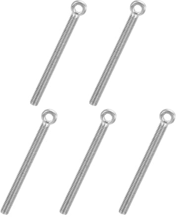 PATIKIL 5 Pcs M5x60mm Perno Ojo Giratorio Con Hombro Acero Inox 304 Métrico Roscado Total Tornillo Ojo Pesca Con Agujero Deslizamiento Pernos Metal Para Aparejos Plateado