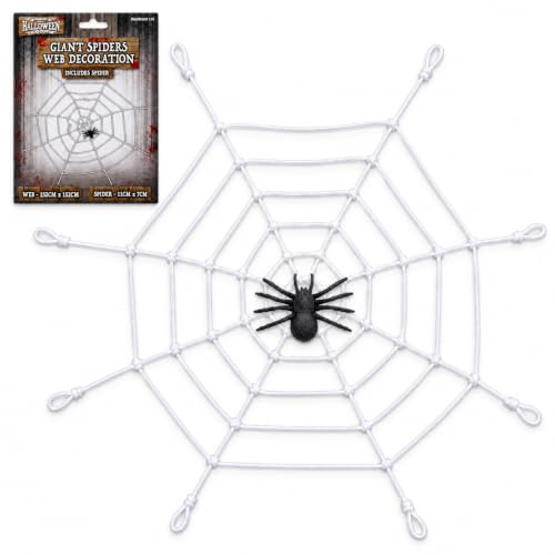 HENBRANDT Halloween Giant Spider Web Decoration 152x152cm Realistic Creepy Spooky Party Prop Indoor Outdoor Haunted House Decor with Included Detailed Spider