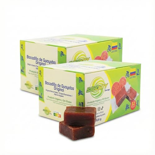 Saborty Bocadillo de Guayaba Pack Ahorro (2 Cajas, 1856g) | Barritas Energéticas Naturales con Fruta Real | Energía para Ciclismo, Running y Trail | Vegano, Sin Gluten