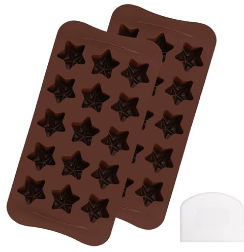 2 Stück Zimtstern Ausstecher, Zimtsterne Backform Silikon Backform Weihnachten Backblech für Lebkuchen Form Schokolade, Eiswürfel, Pralinen mit Schaber