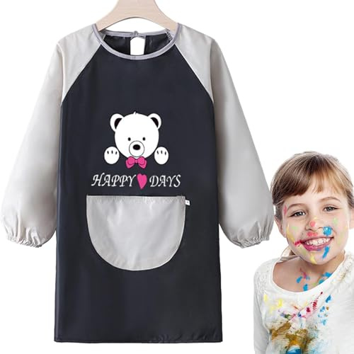 Générique Malschürze für Kleinkinder, Malschürze, Malschürze, Künstler, Kunst, schmutzabweisend, wasserdicht, Künstler-Kostüm, Langarm, Taschen, 6-1