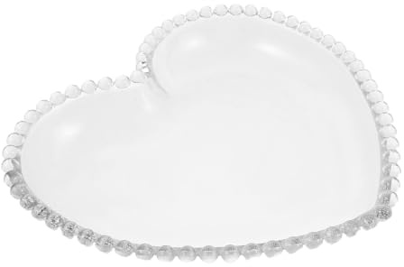 FONDOTIN Plateau à Bijoux en Verre Transparent de Cœur Diamètre 223 MM Coupelle Vintage Gaufrée pour Rangement Bagues et Colliers Vide-Poches Décoratif Saint-Valentin