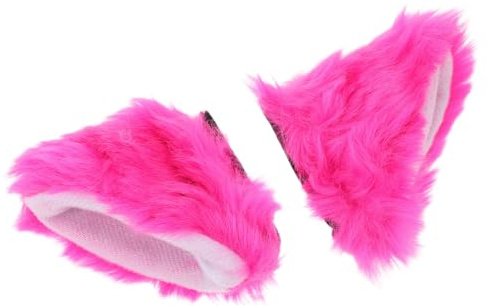 HOODANCOS Lot de 2 Oreilles de Chat en Peluche Amovibles pour Casque de Moto Scooter ou Snowboard Décoration Rose Fuchsia Intérieur Blanc Accessoires Légers Compatibles du Bruit Vent