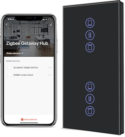 BSEED 2 Fach Smart Rollladenschalter Zigbee Rolladensteuerung für Jalousien, Markisen Jalousienschalter kompatibel mit Smart Life, Tuya APP, Alexa und Google Home Zigbee gateway erforderlich Schwarz