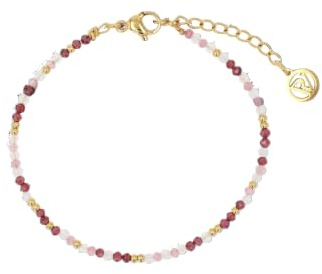 PAUL VALENTINE - Damen Armband Edelstahl - Vergoldet/Golden - Granat, Tourmalin & Mondstein - PV-B0034