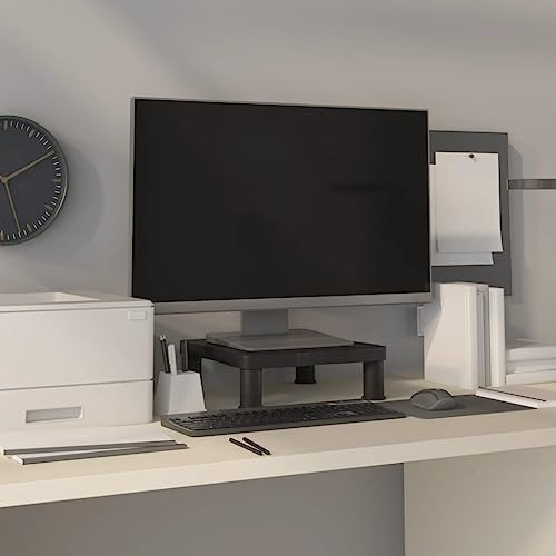 mtlskopl Support d'écran réglable en hauteur - Noir - 33,5 x 34 cm - En HIPS - Design moderne - Avec espace de rangement pour clavier, TV, PC - Pour le bureau à domicile ou le salon