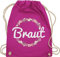 Turnbeutel Rucksack - JGA Junggesellenabschied Frauen - Braut Blumenkranz - Unisize - Fuchsia - brautgeschenk brauttaschen bachelorette party bripe beutel brauttasche junggesellinnenabschied outfit