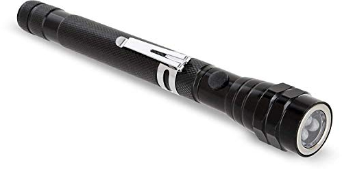 Torcia LED telescopica Flex in metallo con collo di cigno e magnete, allungabile fino a 57 cm, forza magnetica 3,2 kg (batterie incluse)