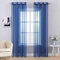 MIULEE 2er Set Voile Vorhang mit Ösen Gardine aus Voile Polyester Ösenschal Transparent Wohnzimmer Luftig Dekoschal für Schlafzimmer Dunkelblau 245 x 140cm (H x B), Grommet Top