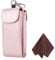 FINTIE Double Glasses Custodia con Gancio Moschettone, Portatile Custodia Protettiva in Similpelle Case AntiGraffio per Occhiali da Sole, Oro Rosa