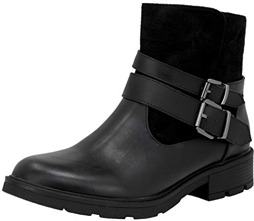 Fitters Footwear That Fits Donne Stivaletto Laia PU Stivali da Biker con Fibbie (43 EU, Nera)
