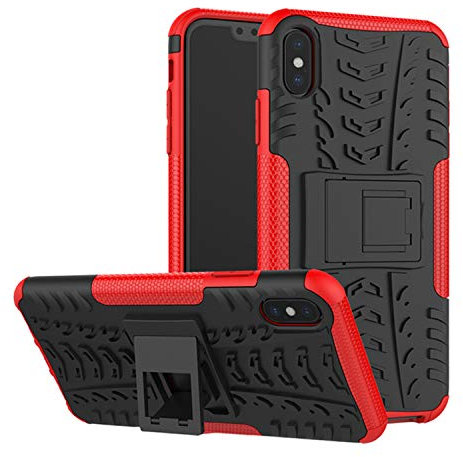 Handy Tasche Kompatibel mit Apple iPhone X/XS | Case Panzer Hülle Cover Schutzhülle Etui Bumper für iPhone X/XS | Rot