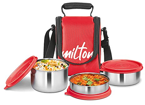 Lunch Box Set for Adults and Kids - Bento Box with Jacket, Stainless Steel, Leak-Proof - Perfect for Meal Prep, Snack Box, Food Storage & School Lunches, Easy to Clean, Tasty Lunch 3 Containers, Red