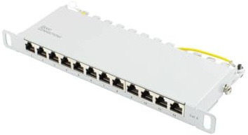 Good Connections Panneau de Brassage 10 - pour boîtier Mural/Armoire réseau 10 - Catégorie 6, 250 MHz - Compatible GIGABIT - 12 Ports - 0,5 U - Blindé - Ouverture sans Outil - Gris Clair (RAL7035)
