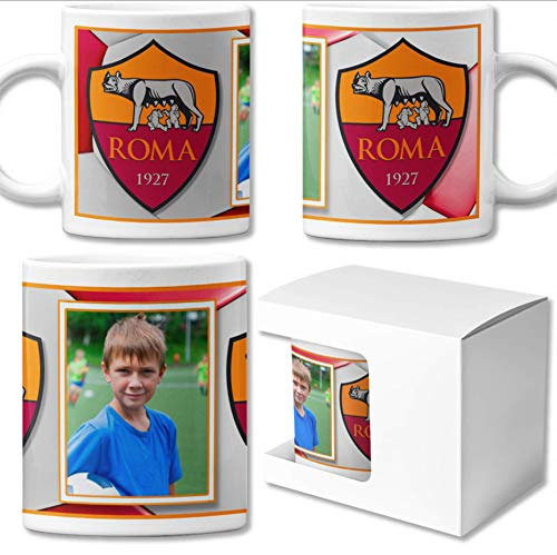 Tazza in ceramica squadra del cuore personalizzata con la tua foto con squadra di calcio Roma