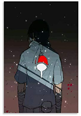 YZLI Anime-Poster Naruto Uchiha Sasuke Leinwand-Kunstposter und Wandkunstdruck, modernes Familienschlafzimmerdekor-Poster, 30 x 45 cm