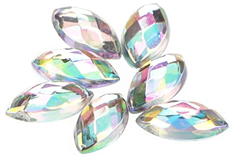 1000 Stück Strasssteine zum Aufkleben, 3 x 6mm AB Klar Flatback Rhinestone Acrylharz Wassertropfen Glitzersteine Deko Kristall Strass für DIY Handwerk Kleidung Tasche Schuhe, Weiß