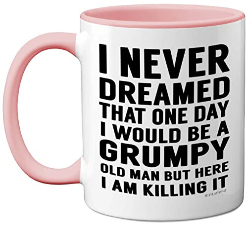 Stuff4 Grumpy Old Man Mug, Grandad Gifts, Dad, Father’s Day or Christmas Novelty Mug, Funny Gifts, Perfect Birthday Present, Funny for Men, 11oz Pink Ceramic Dishwasher Safe