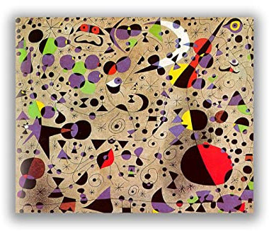 SYLJ - Kunstdruck auf Leinwand: Die Dichterin von Joan Miró - Hochformat, 100L x 80B cm, Matte, Ungerahmt, Wandmontage, Surrealistisch, für Küche, Wohnzimmer, Schlafzimmer